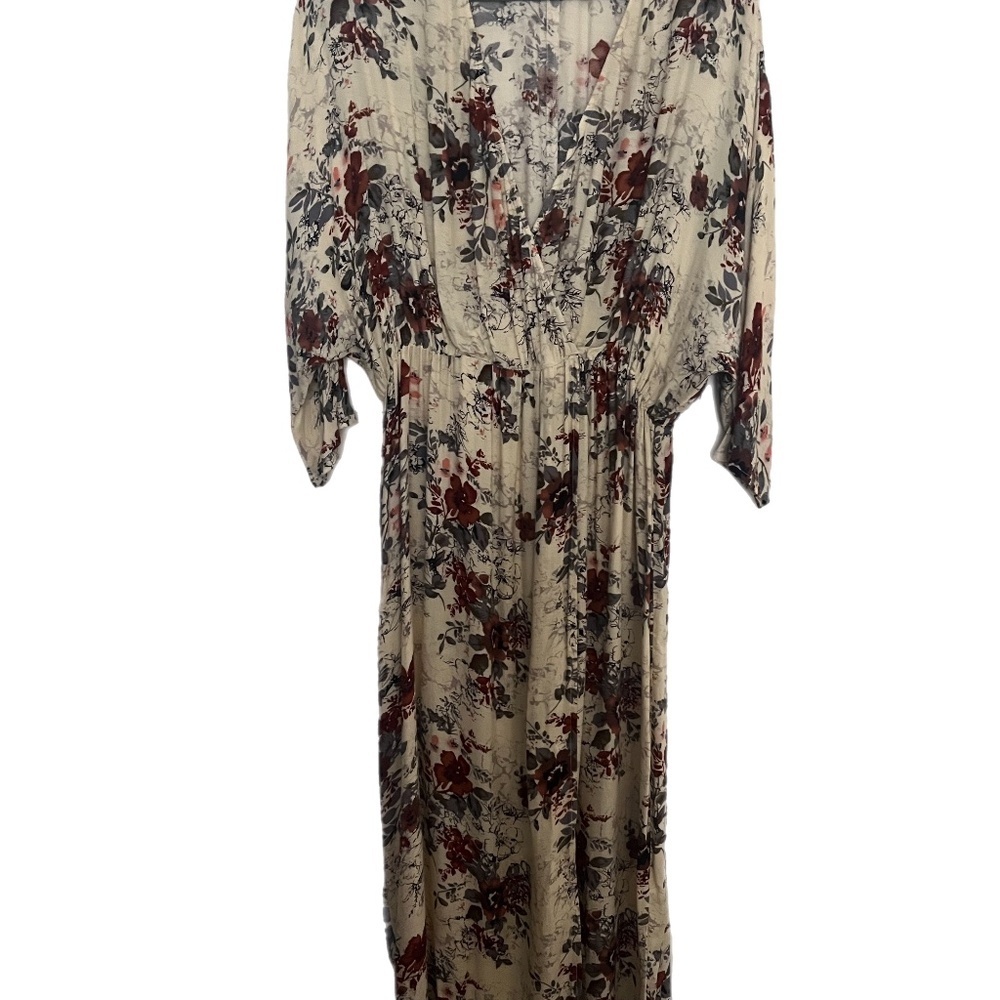 Hinge dress floral versatile maxi v neck front slit flattering feminine Easter
